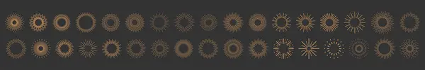 Coucher Soleil Vecteur Collection Icônes Sunburst Conception Sunburst Rétro Rayons — Image vectorielle