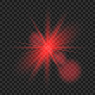 Parlayan yıldız, vektör parlama etkisi. Şeffaf arkaplanda parıldayan sihirli yıldız kıvılcımları.