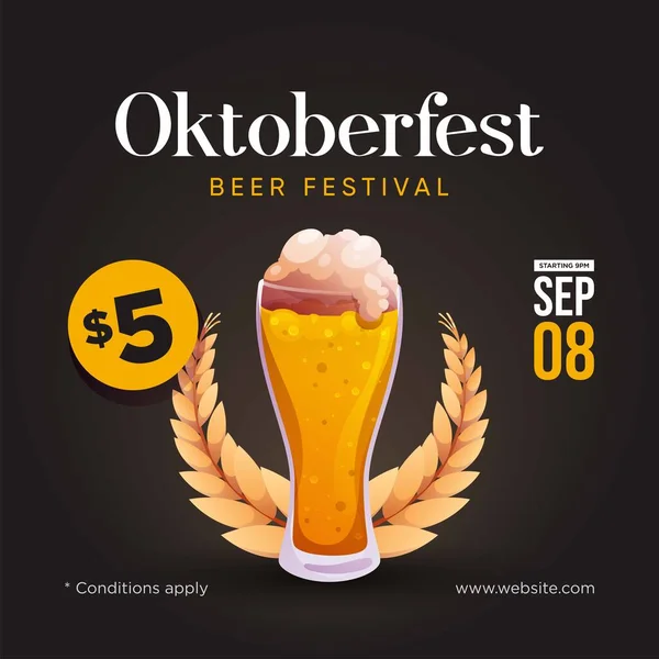 Oktoberfest Beer Festival Social Media Post Banner — Stock Vector