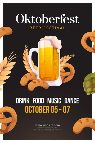 Oktoberfest Beer Festival Poster Banner — Stock Vector