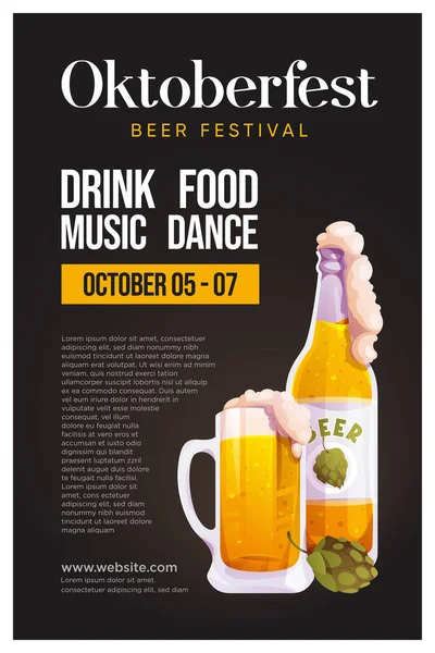 Oktoberfest Beer Festival Poster Banner — Stock Vector