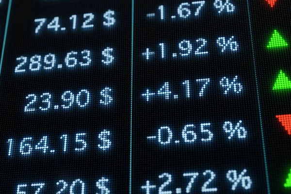 Steigende Zinsen Nahaufnahme Des Börsenhandels Bildschirm Mit Preisinformationen — Stockfoto