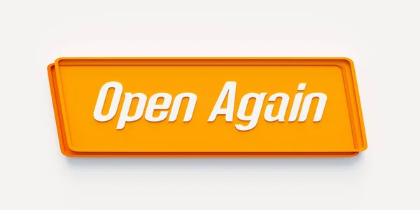 Otevři Znovu Oranžový Prapor Zprávou Znovu Otevřít Maloobchod Znovuotevření Obchodní — Stock fotografie