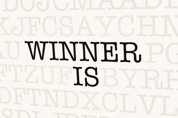 Νικητής Είναι Λευκή Σελίδα Γράμματα Γραμματοσειρά Γραφομηχανής Επιχειρήσεις Επιτεύγματα Επιτυχία — Φωτογραφία Αρχείου
