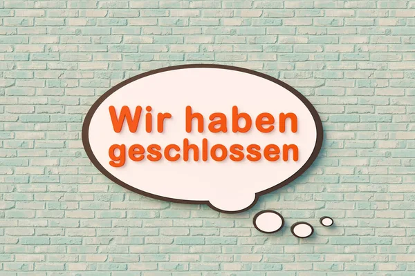 Wir Haben Geschlossen Kapalıyız Çizgi Film Konuşma Balonu Çevrimiçi Sohbet — Stok fotoğraf