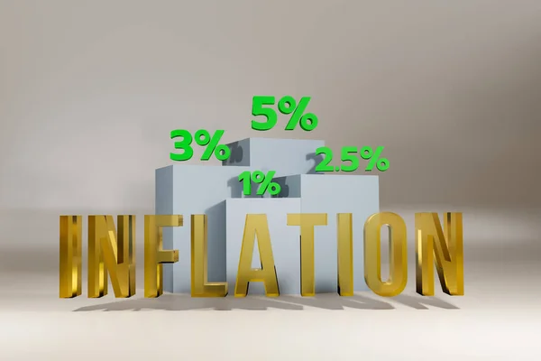 Enflasyon Yüzde Işaretleri Sarı Cam Optik Enflasyon Yükselen Enflasyonun Sembolü — Stok fotoğraf