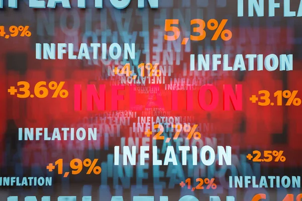Enflasyon Grafiği Yükselen Enflasyonu Gösteriyor Farklı Yüzde Numaraları Olan Enflasyon — Stok fotoğraf