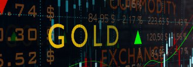 Altın. Büyük harflerle altın ve altın metalle renklendirilmiş. 3B illüstrasyon
