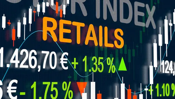 Stock Market Retail Index Trading Screen Sector Index Retail Quotes — Stock Photo, Image