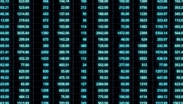 Blue Spreadsheet Numbers Rows Lines Numbers Analyzing Data Market Research — Stock Photo, Image