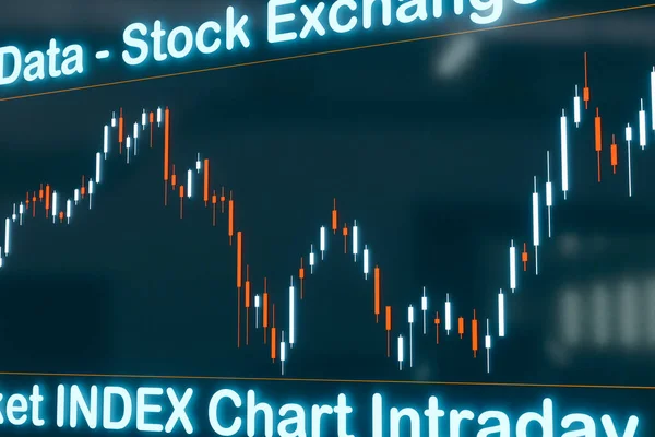 Részvény Index Diagram Indexgrafikon Képernyőn Tőzsdei Befektetési Kereskedési Koncepció Illusztráció — Stock Fotó