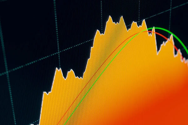 Nahaufnahme Des Aktiendiagramms Auf Dem Monitor Börsenschirm Mit Index Oder — Stockfoto