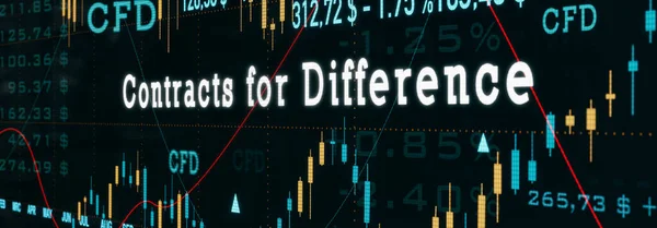 CFD (Contract for Difference) financial item. CFD symbol in blue on the screen with chart, share prices and lines. Stock Market and Exchange, trading, investment and banking. 3D illustration