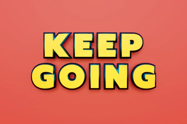 Keep Going Words Capital Letters Yellow Metallic Shiny Way Forward — Stock Photo, Image