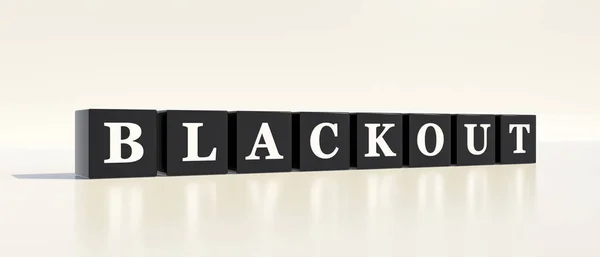 Блекаут Чорні Цибулини Білими Літерами Словом Затемнення Відключення Електроенергії Електрики — стокове фото
