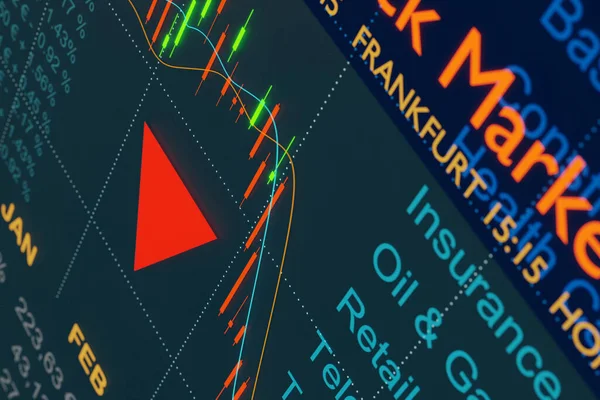 Börse Mit Sektorindex Auf Einem Bildschirm Mit Diagrammen Und Finanzzahlen — Stockfoto