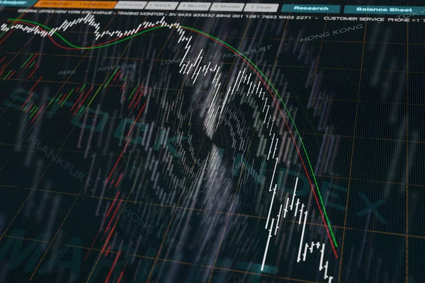 Stock exchange - Index crash, abstract graphic. Stock exchange, the stock index crashes. 3D illustration