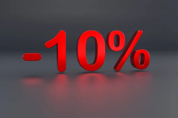Zehn Prozent Negative Prozent Signalisieren Rote Zahlen Rabattschild Für Online — Stockfoto