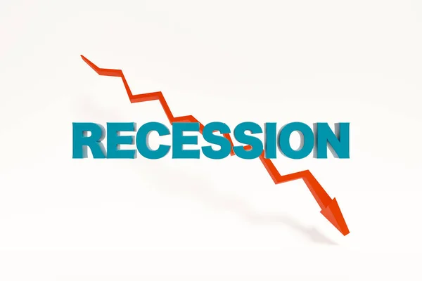 Recesszió Depresszió Társadalmi Problémák Piros Csökkenő Nyíl Szimbóluma Gyenge Gazdaság — Stock Fotó