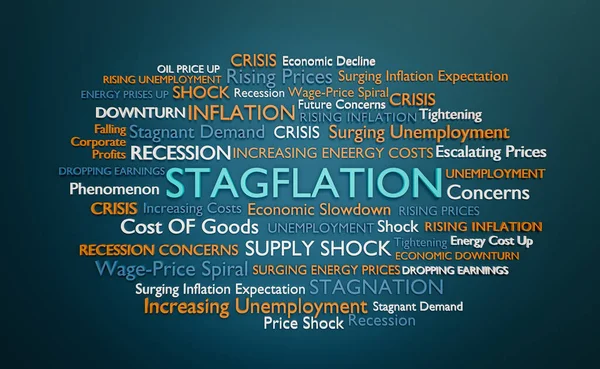Stagfláció Szót Olyan Szavak Keretezik Mint Növekvő Infláció Növekvő Munkanélküliség — Stock Fotó