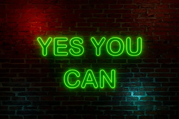Jawel Neon Teken Bakstenen Muur Nachts Met Tekst Yes You — Stockfoto