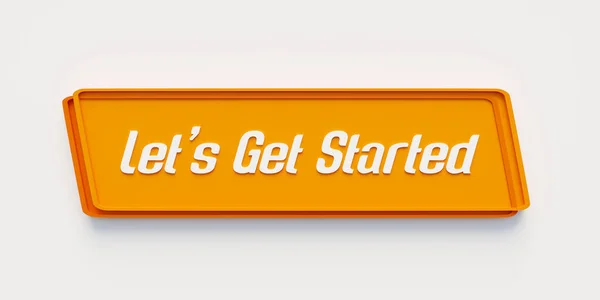 Iniziamo Bandiera Arancione Con Messaggio Iniziamo Inizio Inizio Strategia Motivazione — Foto Stock
