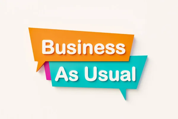 Negócios Como Costume Bolha Fala Dos Desenhos Animados Texto Laranja — Fotografia de Stock