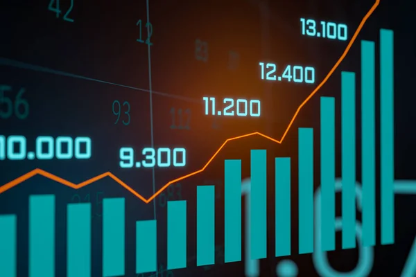 Business Chart Stijgt Verkoopverslag Inkomstenstatistiek Stijgende Grafiek Met Kolommen Lijnen — Stockfoto