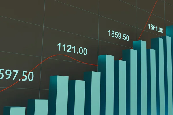 Финансовый Отчет Растущий График Бара Деловые Данные Графиком Линиями Цифрами — стоковое фото