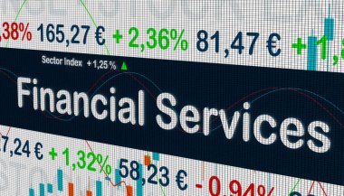 Fiyat bilgileri, piyasa verileri ve ekran fiyatlarındaki yüzde değişiklikleriyle finans hizmetleri sektörü. Borsa, iş ve ticaret konsepti. 3B illüstrasyon
