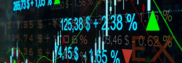 Börsenkonzept Mit Charts Börsendaten Und Währungssymbol Börse Finanzzahlen Geschäfts Und — Stockfoto