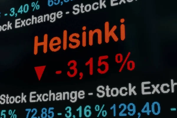Finland Helsingfors Børs Vei Opp Positive Markedsdata Handelssystem Grønt Prosenttegn – stockfoto