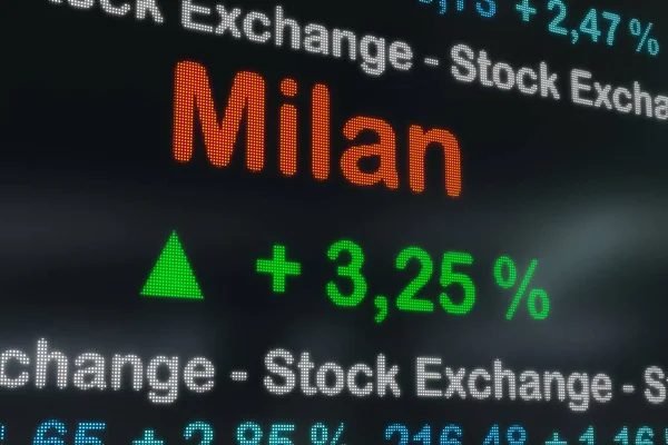 Włochy Giełda Mediolanie Rośnie Pozytywne Dane Giełdowe Ekran Obrotu Zielony — Zdjęcie stockowe