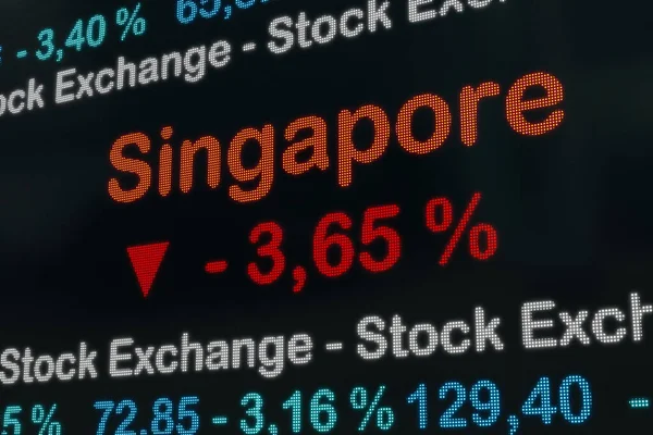 Singapore Stock Exchange Moving Singapore Negative Stock Market Data Trading — Stock Photo, Image