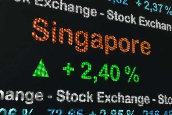 Giełda Singapurze Rośnie Singapur Dodatnie Dane Giełdowe Ekranie Obrotu Zielony — Zdjęcie stockowe