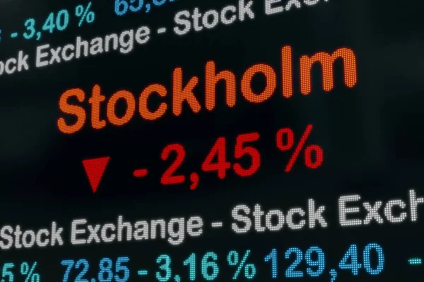 Sveç Stockholm Borsası Düşüyor Negatif Borsa Verileri Ticaret Ekranı Kırmızı — Stok fotoğraf