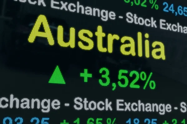 Avustralya Borsası Yükseliyor Avustralya Borsa Verileri Bir Ticaret Ekranında Yeşil — Stok fotoğraf