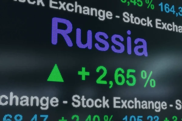 Rosyjska Giełda Rośnie Moskwa Pozytywne Dane Giełdowe Ekranie Handlowym Zielony — Zdjęcie stockowe