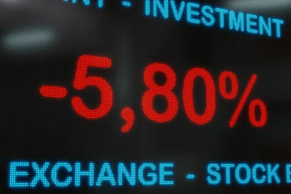 Negative Percentage Sign Stock Exchange Negative Stock Market Return Yield — Stock Photo, Image
