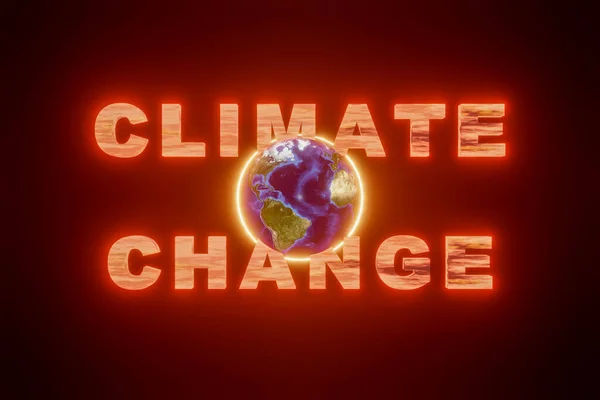 気候変動 地球温暖化の象徴として輝く地球 地球温暖化と気候変動の概念 Nasaの政府による地球地図 3Dイラスト — ストック写真