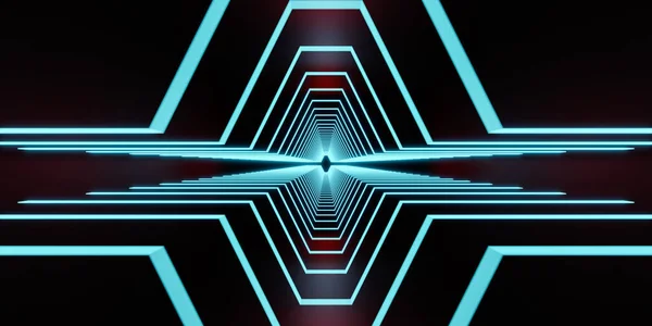 Futuristic Sci Corridor Blue Illuminated Scifi Channel Dark Space Neon — Stock Photo, Image