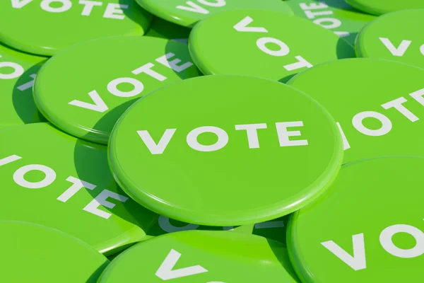 Green Vote Badge Election Button Black Badges Social Political Campaigns — Stock Photo, Image