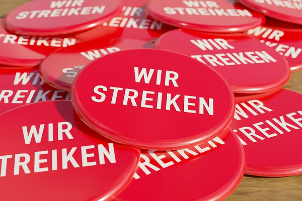 Wir Streiken Strejkar Röda Brickor Med Texten Wir Streiken Protester — Stockfoto