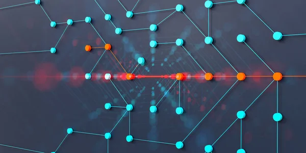 Ipari Vagy Tudományos Csomópont Kapcsolatokkal Digitális Csomópontok Csatlakozik Kék Vonalak — Stock Fotó