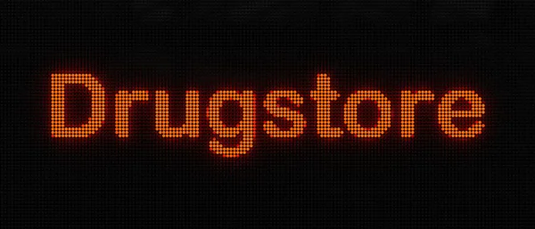 Drugstore Store Sign Shining Led Screen Word Drugstore Red Retail — Stock Photo, Image