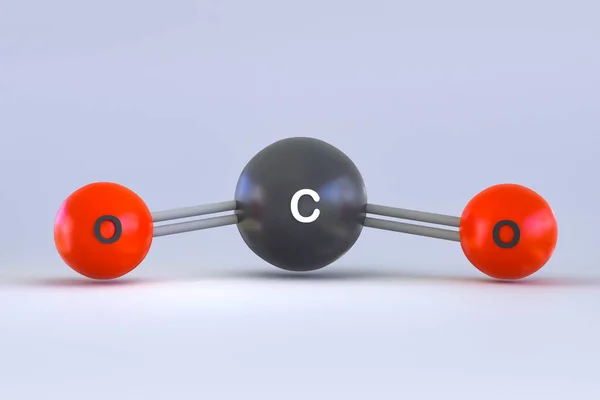 Kohlendioxid Co2 Kohlendioxid Molekül Als Modell Kohlenstoff Und Sauerstoffverbindung Illustration — Stockfoto