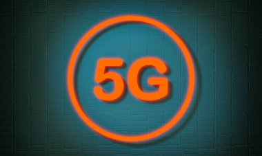 5G mobil iletişim standardı, geniş bant teknolojisi. Yeni telekomünikasyon standardı ve mobil iletişim konsepti. 3B illüstrasyon