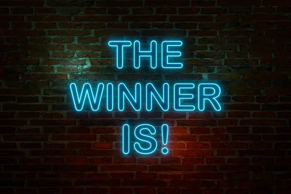 승자는 승자입니다 Brick Wall Winner 글자가 파란색 문자로 쓰여져 챔피언 — 스톡 사진