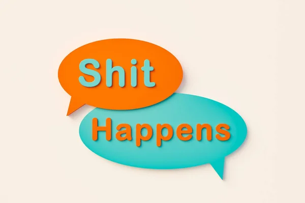 Shit Happens Online Speech Bubble Orange Blue Colors Message Information — Fotografia de Stock