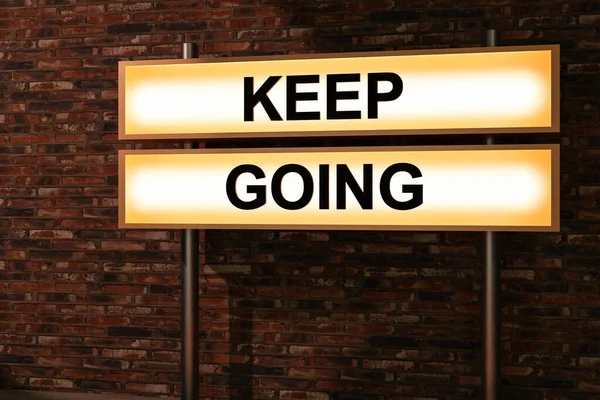 Keep Going Black Letters Light Box Illuminated Sign Front Red — Stock Photo, Image